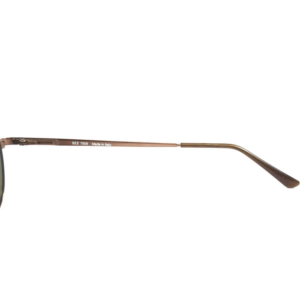 See Sunglasses 7858 093 Polished Brown Aviator Frames with Green Mirrored Lenses